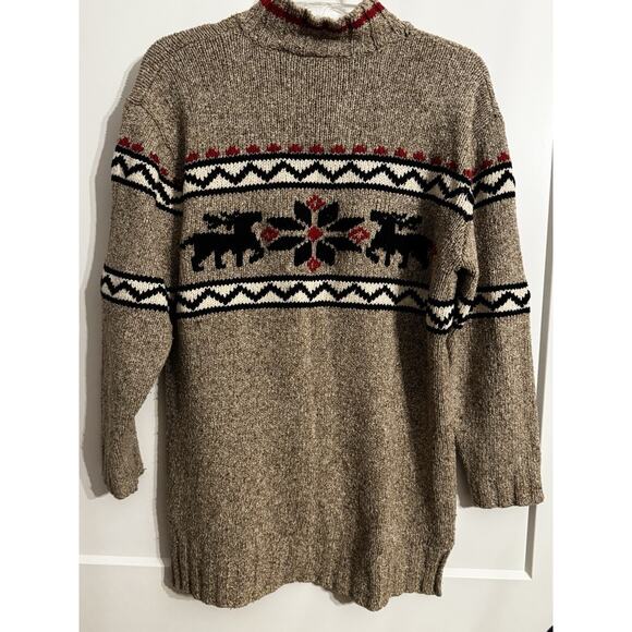 Vintage Eddie Bauer Sweater Snowflake Reindeer Cottage Cabin Wool Blend Sz M - Picture 4 of 11
